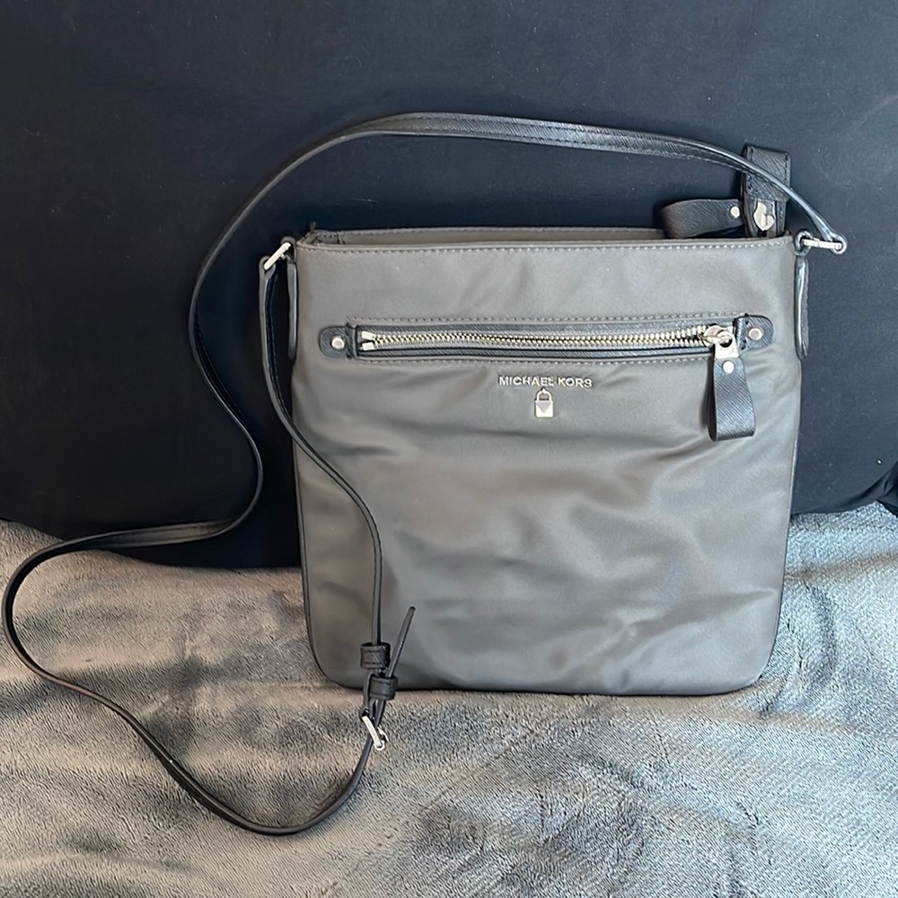 Dark gray, black & silver crossbody